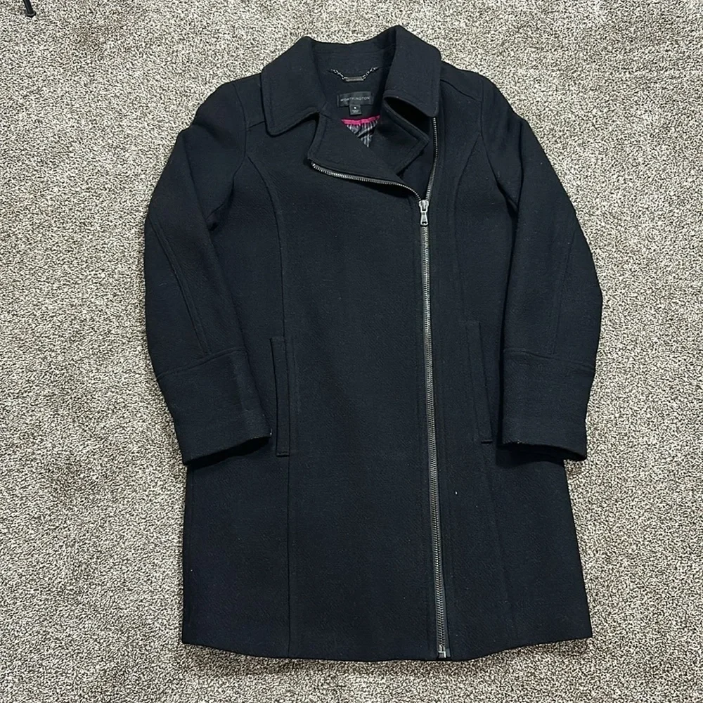 Worthington asymmetrical wool front zip coat. Black. Small. Like new. - Picture 2 of 13